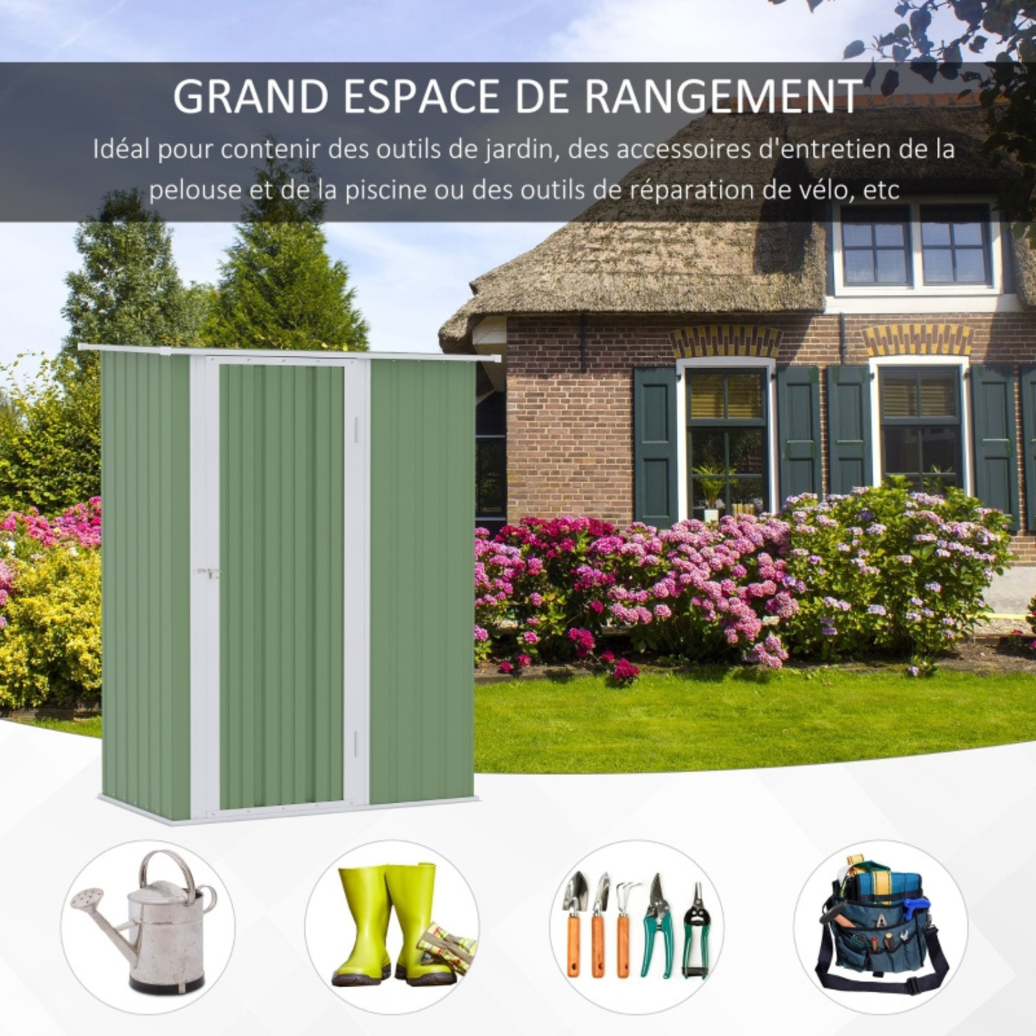 Abri de Jardin 1,2 m² – Cabanon Compact avec Porte Verrouillable - Miniature 2