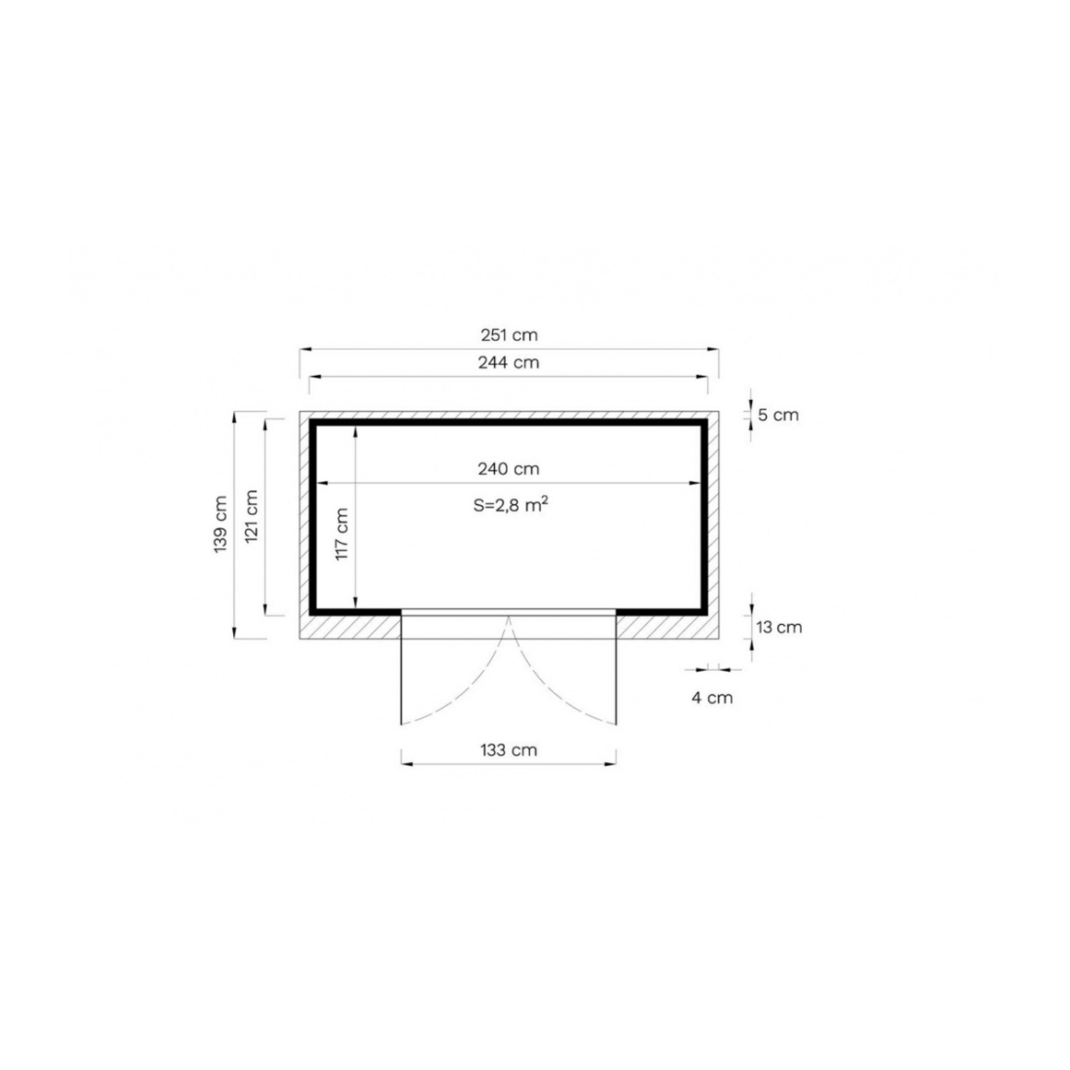 Abri de jardin bois Midway – 244 x 121 cm - Miniature 3